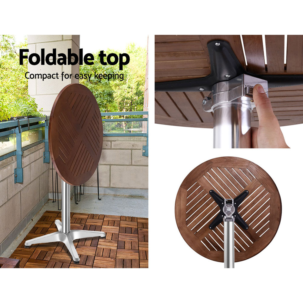 Gardeon Outdoor Bistro Set Bar Table Stools Adjustable Aluminium Cafe Wood – 1