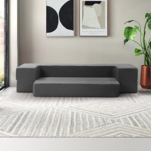 Portable Sofa Bed Folding Mattress Lounger Chair Ottoman Grey