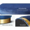 Artiss Round Velvet Ottoman Foot Stool Foot Rest Pouffe Padded Seat Footstool – Navy Blue
