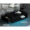 Artiss Coffee Table LED Lights High Gloss Storage Drawer Modern Furniture – Black