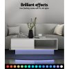 Artiss Coffee Table LED Lights High Gloss Storage Drawer Modern Furniture – White