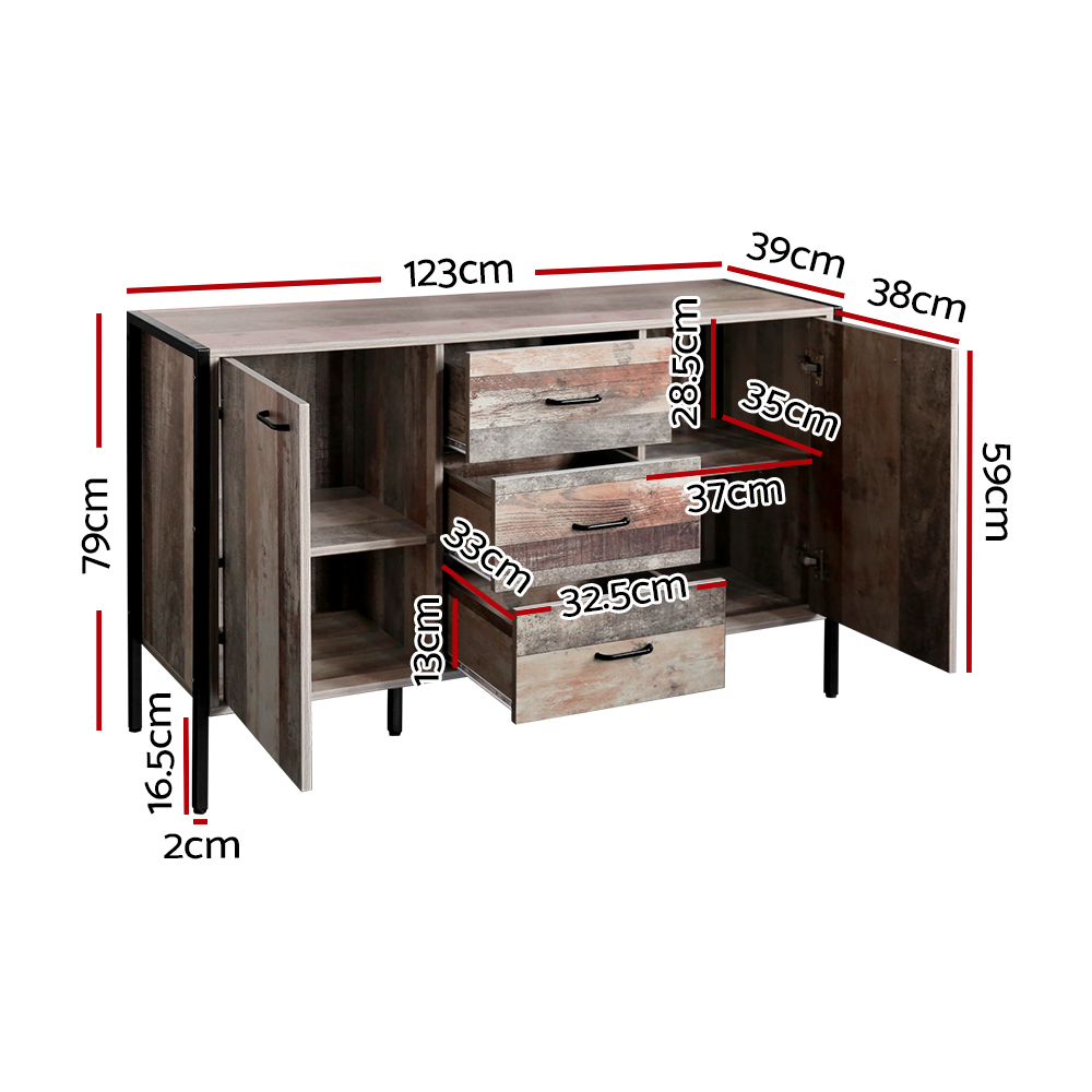 Buffet Sideboard Storage Cabinet Industrial Rustic Wooden