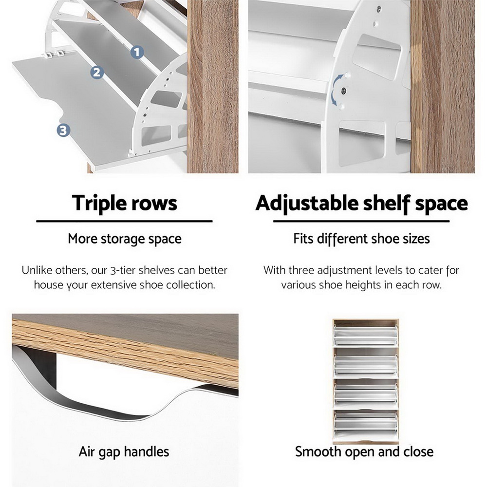 48 Pairs Shoe Cabinet Rack Organiser Storage Shelf Wooden