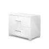High Gloss Two Drawers Bedside Table – White