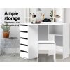 Artiss Corner Dressing Table Mirror Stool Set Makeup Vanity Desk Chair – White
