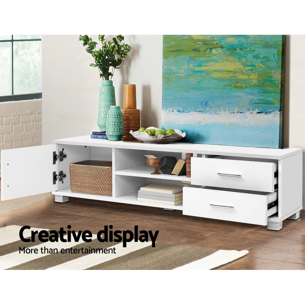 120cm TV Stand Entertainment Unit Storage Cabinet Drawers Shelf White