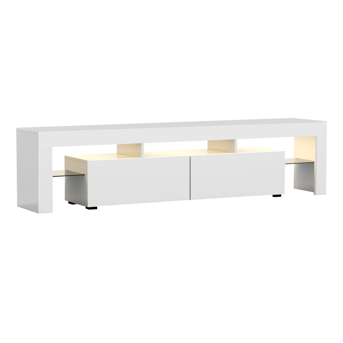 Artiss 189cm RGB LED TV Stand Cabinet Entertainment Unit Gloss Furniture Drawers Tempered Glass Shelf – White