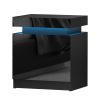 Artiss Bedside Tables Side Table Drawers RGB LED High Gloss Nightstand – Black, Model 1