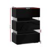 Artiss Bedside Tables Side Table Drawers RGB LED High Gloss Nightstand – Black, Model 3