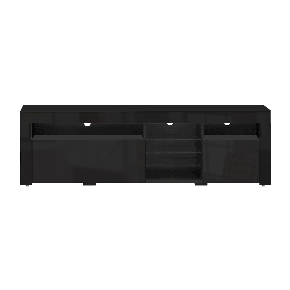 Artiss TV Cabinet Entertainment Unit Stand RGB LED Gloss 3 Doors 180cm – Black
