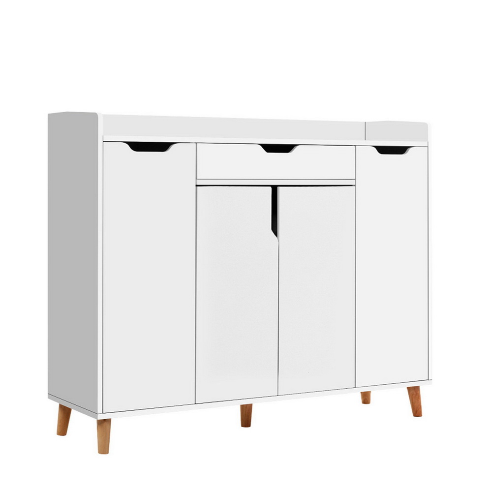 Artiss Shoe Cabinet Shoes Storage Rack 120cm Organiser Drawer Cupboard Wood – White