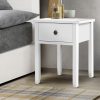 Bedside Tables Drawer Side Table Nightstand White Storage Cabinet White Shelf – 45x38x47.5 cm