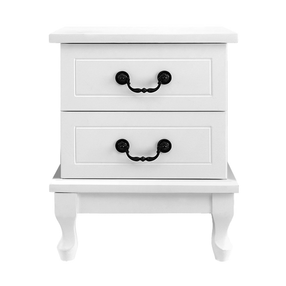 KUBI Bedside Tables 2 Drawers Side Table French Nightstand Storage Cabinet