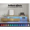 Artiss TV Cabinet Entertainment Unit Stand RGB LED Gloss Furniture 215cm – Oak