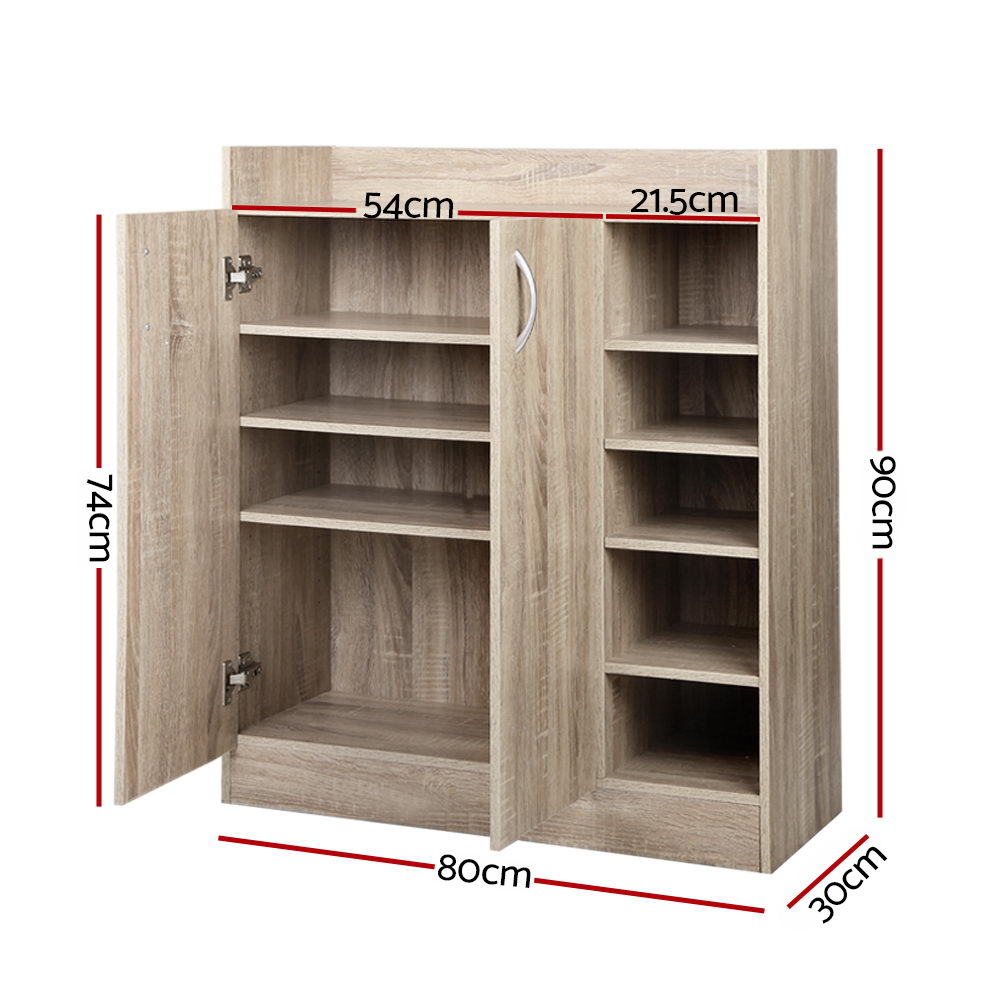 Artiss 2 Doors Shoe Cabinet Storage Cupboard – Oak