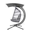 Gardeon Outdoor Furniture Lounge Hanging Swing Chair Egg Hammock Stand Rattan Wicker – Grey