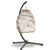 Gardeon Outdoor Furniture Egg Hammock Hanging Swing Chair Stand Pod Wicker – Latte