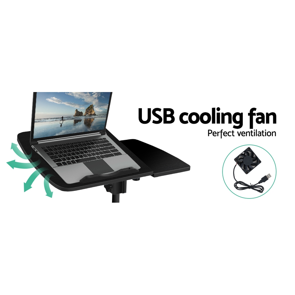 Artiss Laptop Table Desk Adjustable Stand With Fan – Black
