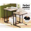 Coffee Table Nesting Side Tables Wooden Rustic Vintage Metal Frame
