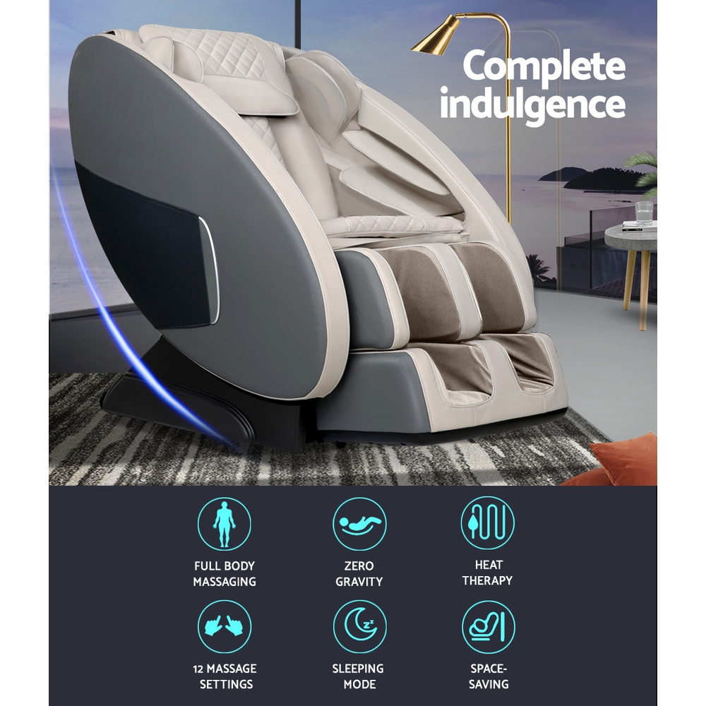 Livemor Electric Massage Chair Recliner Shiatsu Zero Gravity Heating Massager – Grey