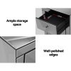 Artiss Mirrored Bedside table Drawers Furniture Mirror Glass Presia – Smoky Grey, 1