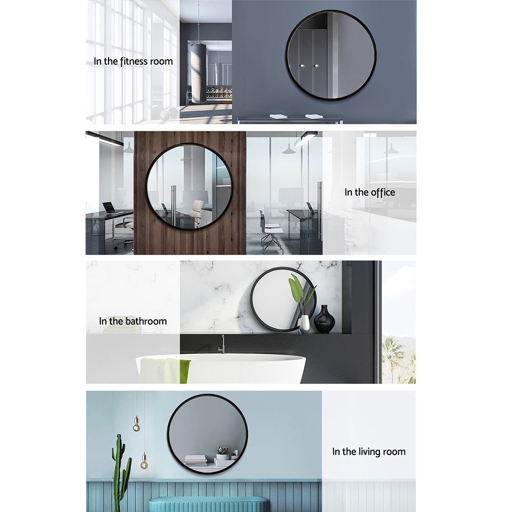 Embellir Round Wall Mirror Makeup Bathroom Mirror Frameless – 70 cm