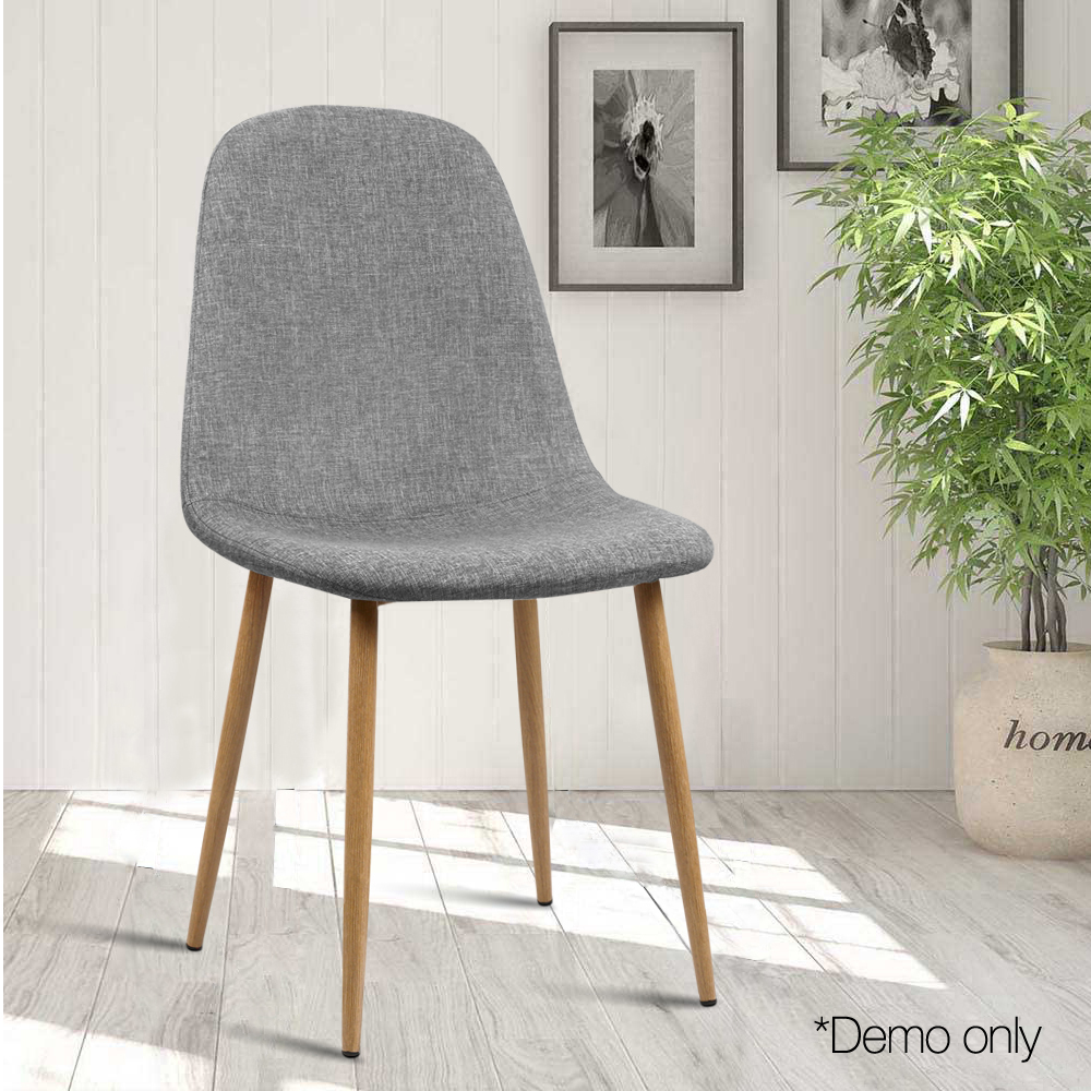 Set of 4 Adamas Fabric Dining Chairs – Light Grey