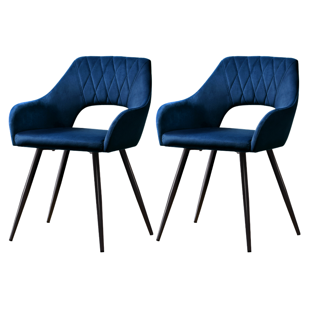 Artiss Set of 2 Caitlee Dining Chairs Kitchen Chairs Velvet Upholstered – Blue
