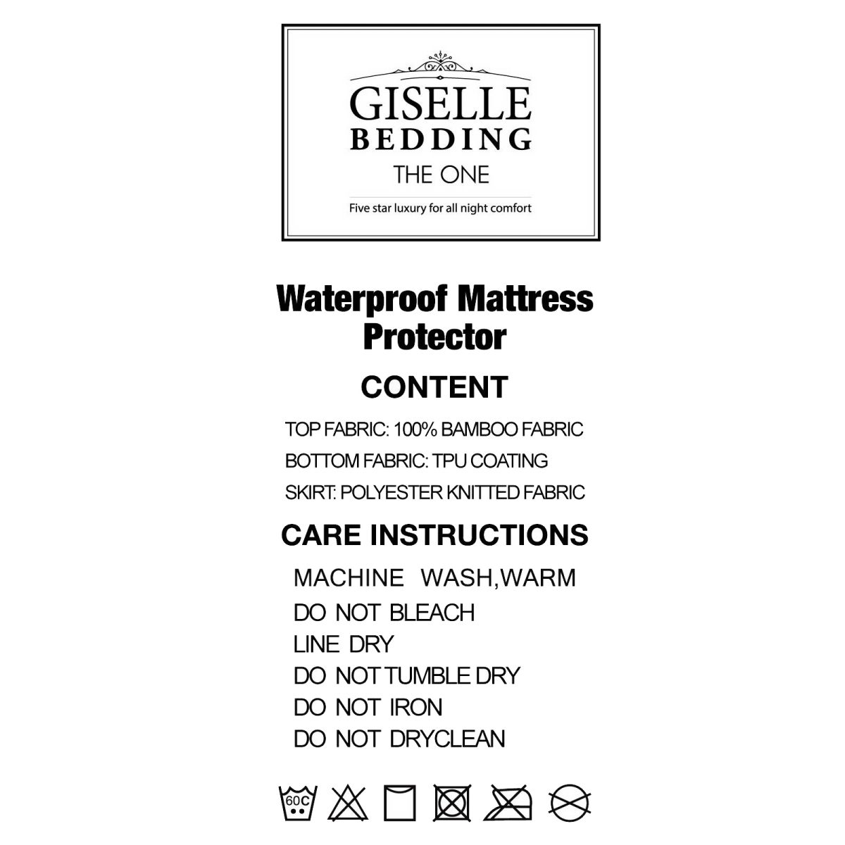 Giselle Bedding Waterproof Bamboo Mattress Protector – DOUBLE