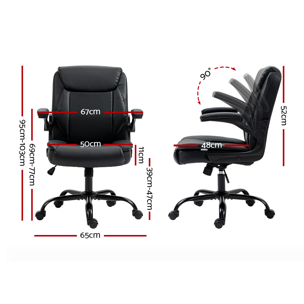 Artiss Office Chair Leather Computer Desk Chairs Executive Gaming Study – Black