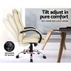 Artiss Office Chair Gaming Computer Chairs Executive PU Leather Seat – Beige