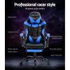 Artiss Office Chair Leather Gaming Chairs Footrest Recliner Study Work – Black and Blue