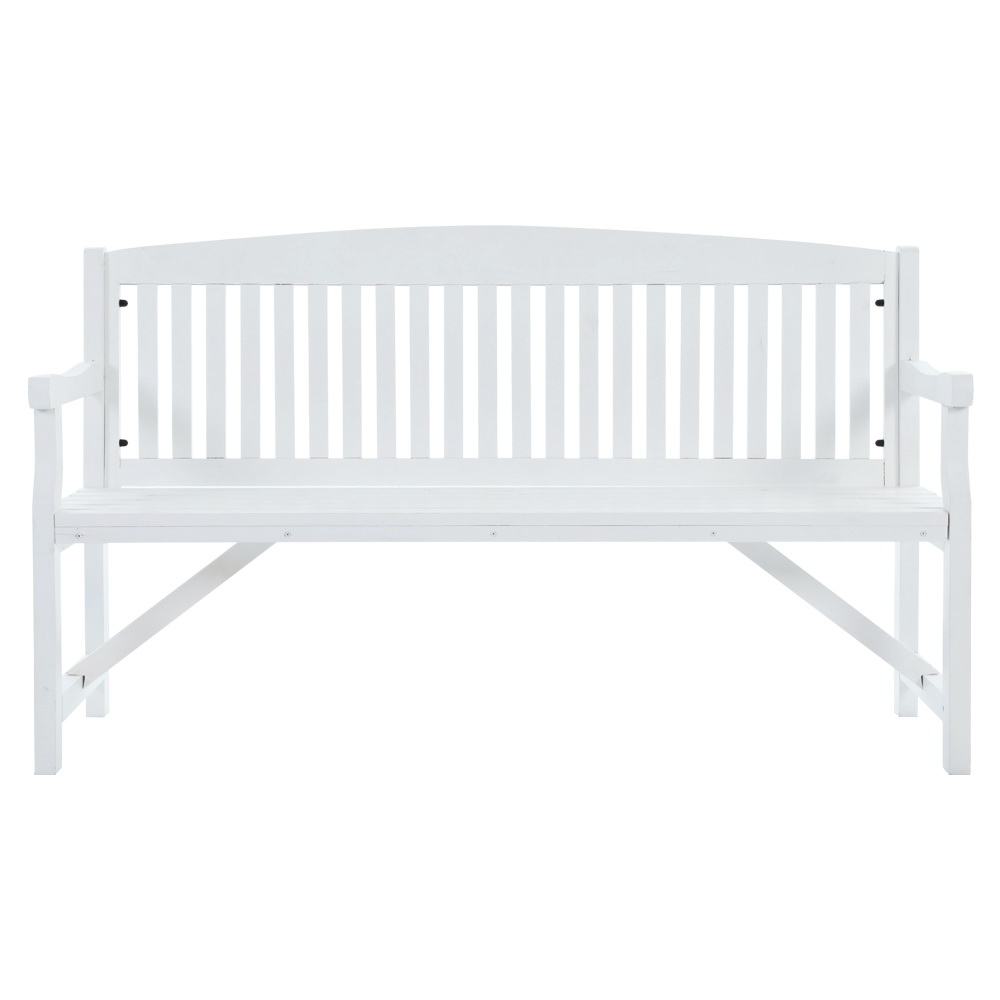 Gardeon Wooden Garden Bench Chair Outdoor Furniture Decor Patio Deck 3 Seater – White