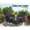 Gardeon 3 Piece Wicker Outdoor Furniture Set – Black