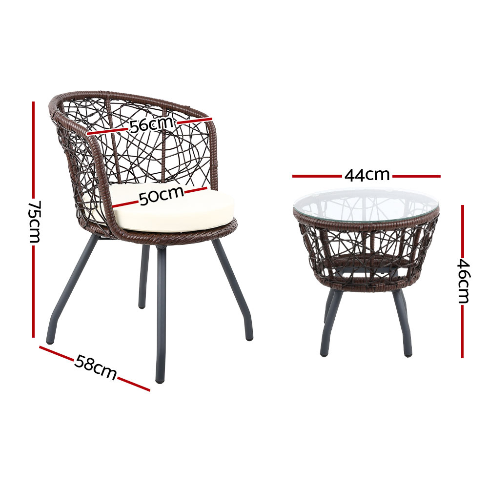 Gardeon Outdoor Patio Chair and Table – Brown