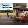 Gardeon Swing Chair Wooden Garden Bench Canopy Outdoor Furniture – Teak, 3 Seater