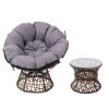 Gardeon Outdoor Papasan Chairs Lounge Setting Patio Furniture Wicker – Brown, 2x chair + 1x Side Table
