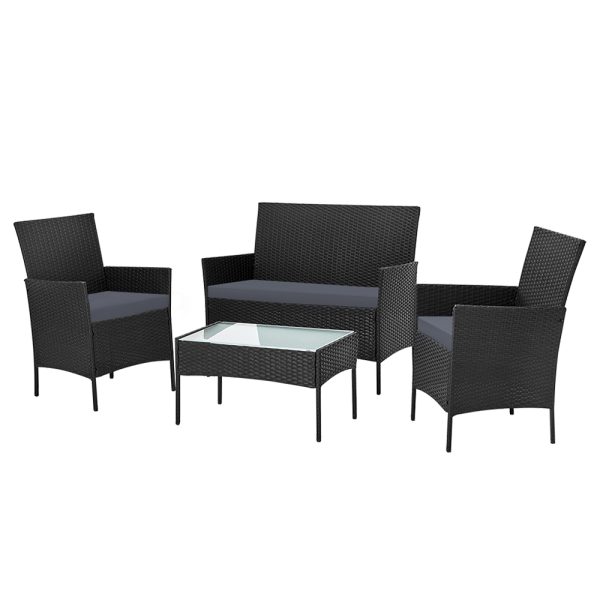 4-piece Outdoor Lounge Setting Wicker Patio Furniture Dining Set