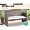 Gardeon Set of 4 Outdoor Lounge Setting Rattan Patio Wicker Dining Set – Grey and Beige, Without Storage Cover