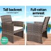 Gardeon Set of 4 Outdoor Lounge Setting Rattan Patio Wicker Dining Set – Grey and Beige, Without Storage Cover
