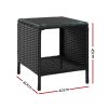 Gardeon Side Table Coffee Patio Outdoor Furniture Rattan Desk Indoor Garden – Black