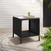 Gardeon Side Table Coffee Patio Outdoor Furniture Rattan Desk Indoor Garden – Black