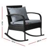 Gardeon Outdoor Furniture Rocking Chair Wicker Garden Patio Lounge Setting Black – Without Table