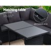 Gardeon Outdoor Furniture Dining Setting Sofa Set Lounge Wicker 9 Seater – Black and Dark Grey, Without Storage Cover