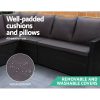 Gardeon Outdoor Furniture Dining Setting Sofa Set Lounge Wicker 9 Seater – Black and Dark Grey, With Storage Cover