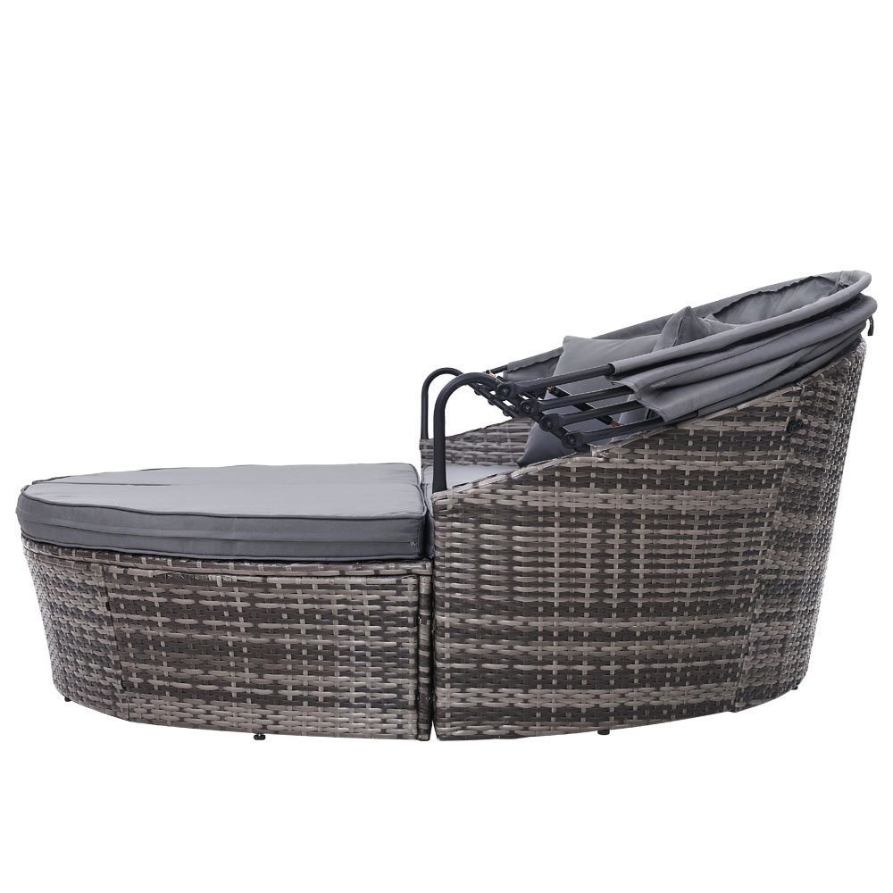 Gardeon Outdoor Lounge Setting Patio Furniture Sofa Wicker Garden Rattan Set Day Bed – Grey