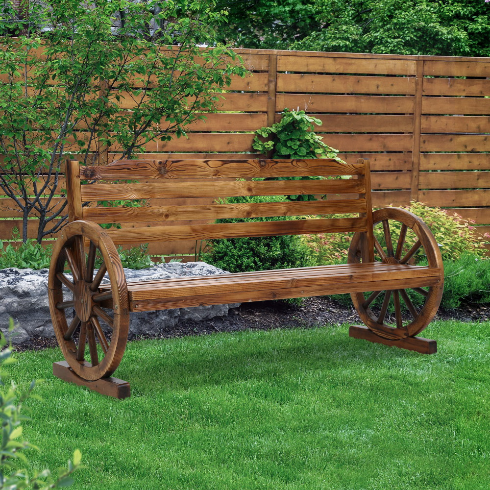 Gardeon Garden Bench Wooden Wagon Chair Outdoor Furniture Backyard Lounge – 3 Seater