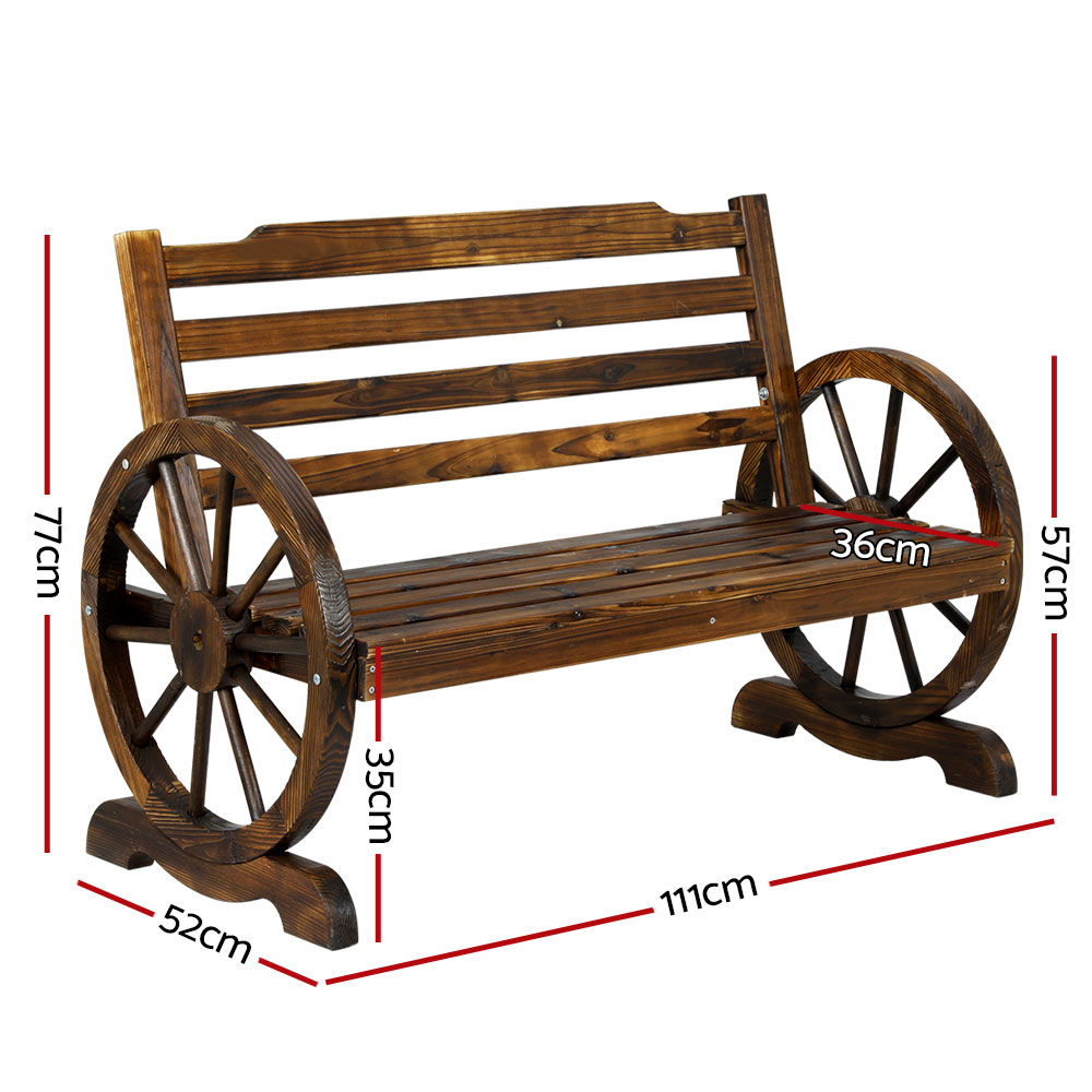 Gardeon Garden Bench Wooden Wagon Chair Outdoor Furniture Backyard Lounge – 2 Seater