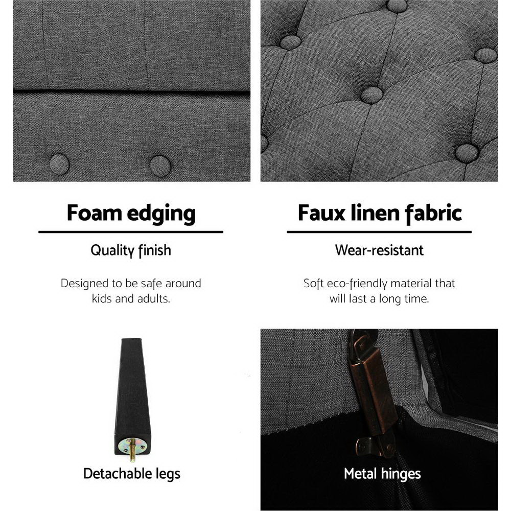 Fabric Storage Ottoman – Grey