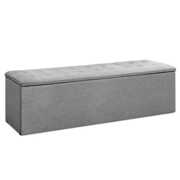 Storage Ottoman Blanket Box Linen Foot Stool Rest Chest Couch